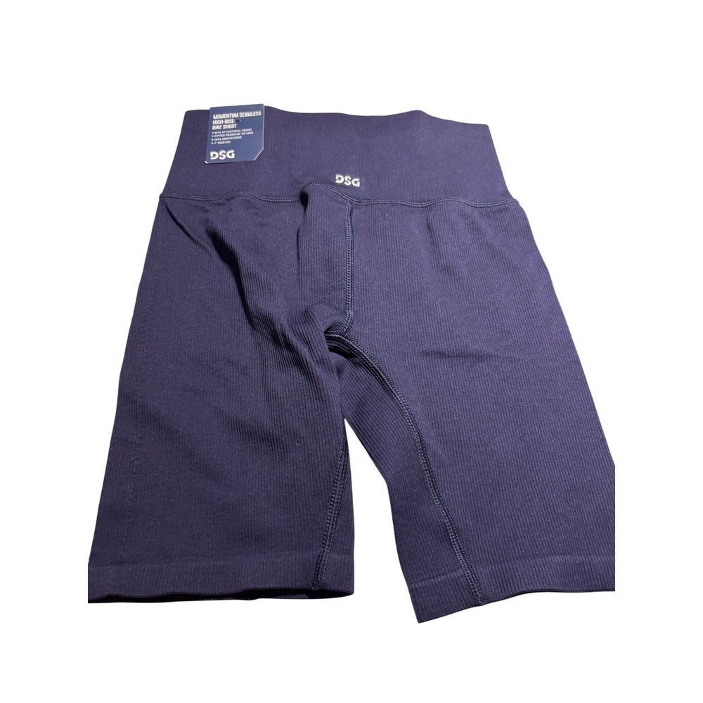 DSG Momentum Seamless High-Rise Bike Shorts Navy Blue Ribbed Activewear NWT